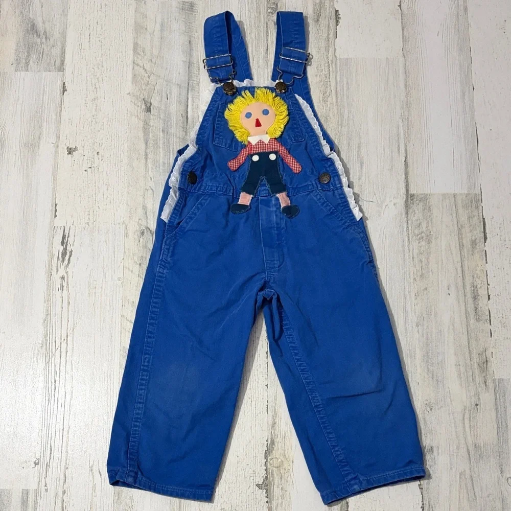 Vintage OshKosh B'gosh Royal Blue Kids Overalls Made in USA 3T